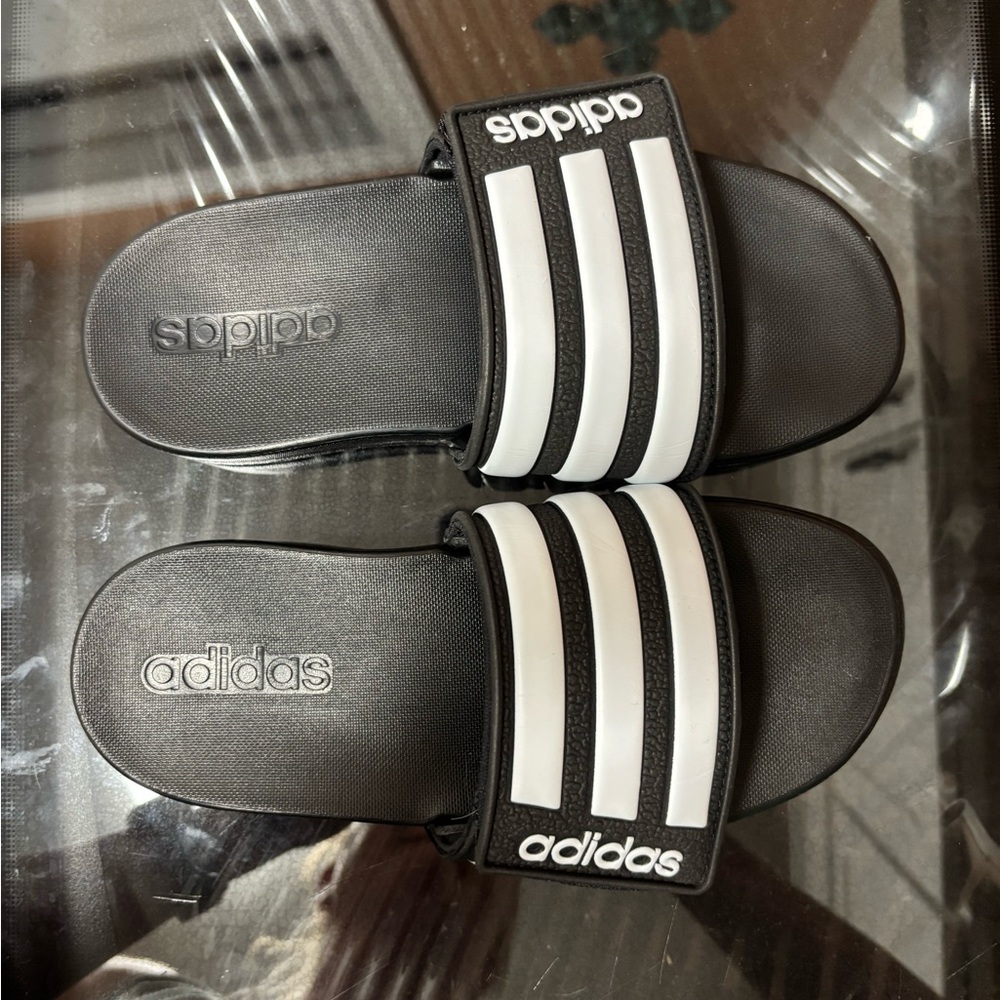 Adidas Black and White Sporty Sandals